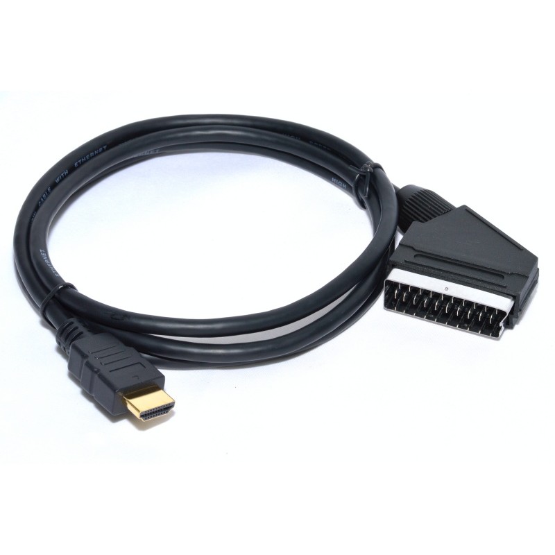 Cablu HDMI la la la SCART MRG M1043, Cablu Video 150 cm, Negru, Fara Convertor, Euroscart Analog