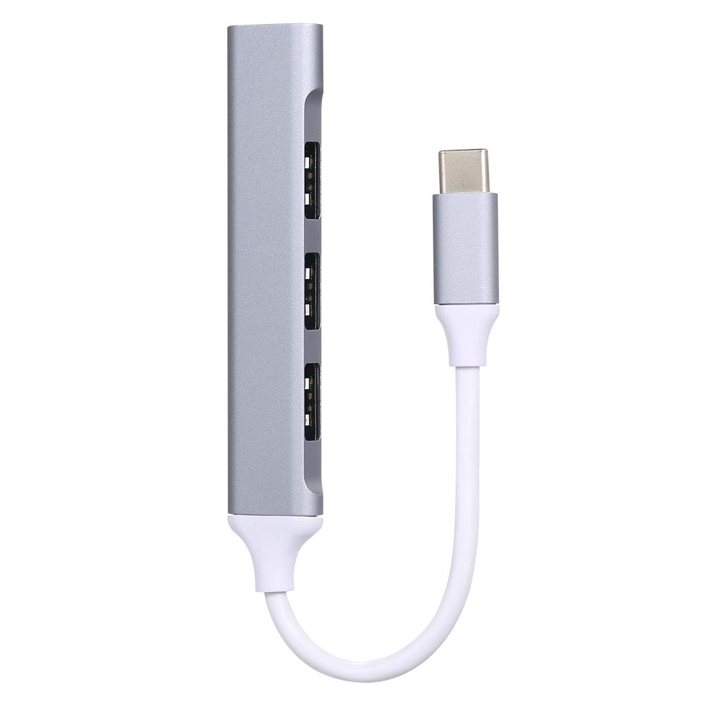 Adaptor Hub USB Type-C MRG MGL232, 4x USB, USB 3.0, Multiport 4 in 1, Compatibil Macbook, Ipad si Android, Ultra Slim, Argintiu