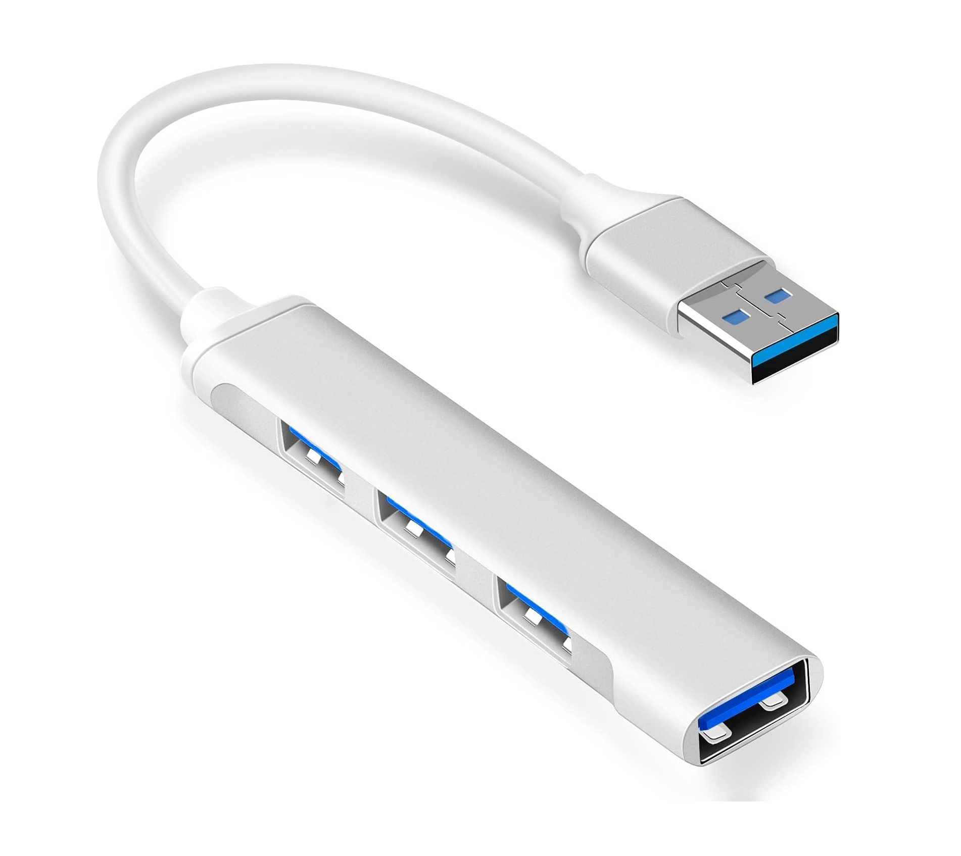 Adaptor Hub USB MRG MGL232, 4x USB, USB 3.0, Multiport 4 in 1, Compatibil Macbook, Windows si Android, Ultra Slim, Argintiu