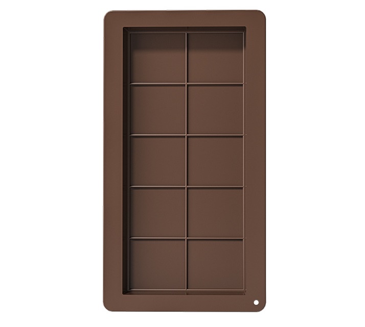 Forma Silicon Pentru Ciocolata Dubai MRG YH1160, 25x13.5 cm, Grosime 2 cm, 10 Alveole, Usor de Curatat, Silicon Alimentar, Maro 