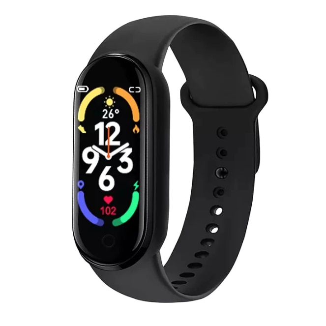 Bratara Fitness Smart MRG MM7, Compatibil Android si iOS, Bluetooth 4.0,Masurare Ritm Cardiac, Puls, Activitate, Calorii, Pedometru, Negru