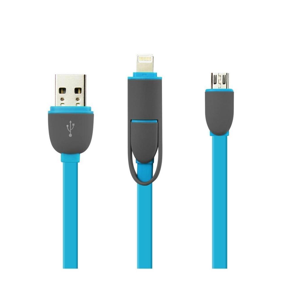 Cablu De Date MRG M-165, 2 in 1, Iphone 5/6 + Micro Usb, Albastru