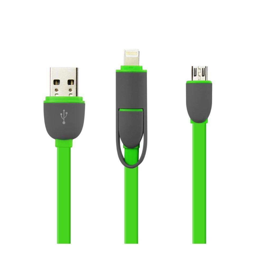 Cablu De Date MRG M-167, 2 in 1, Iphone 5/6 + Micro Usb, Verde