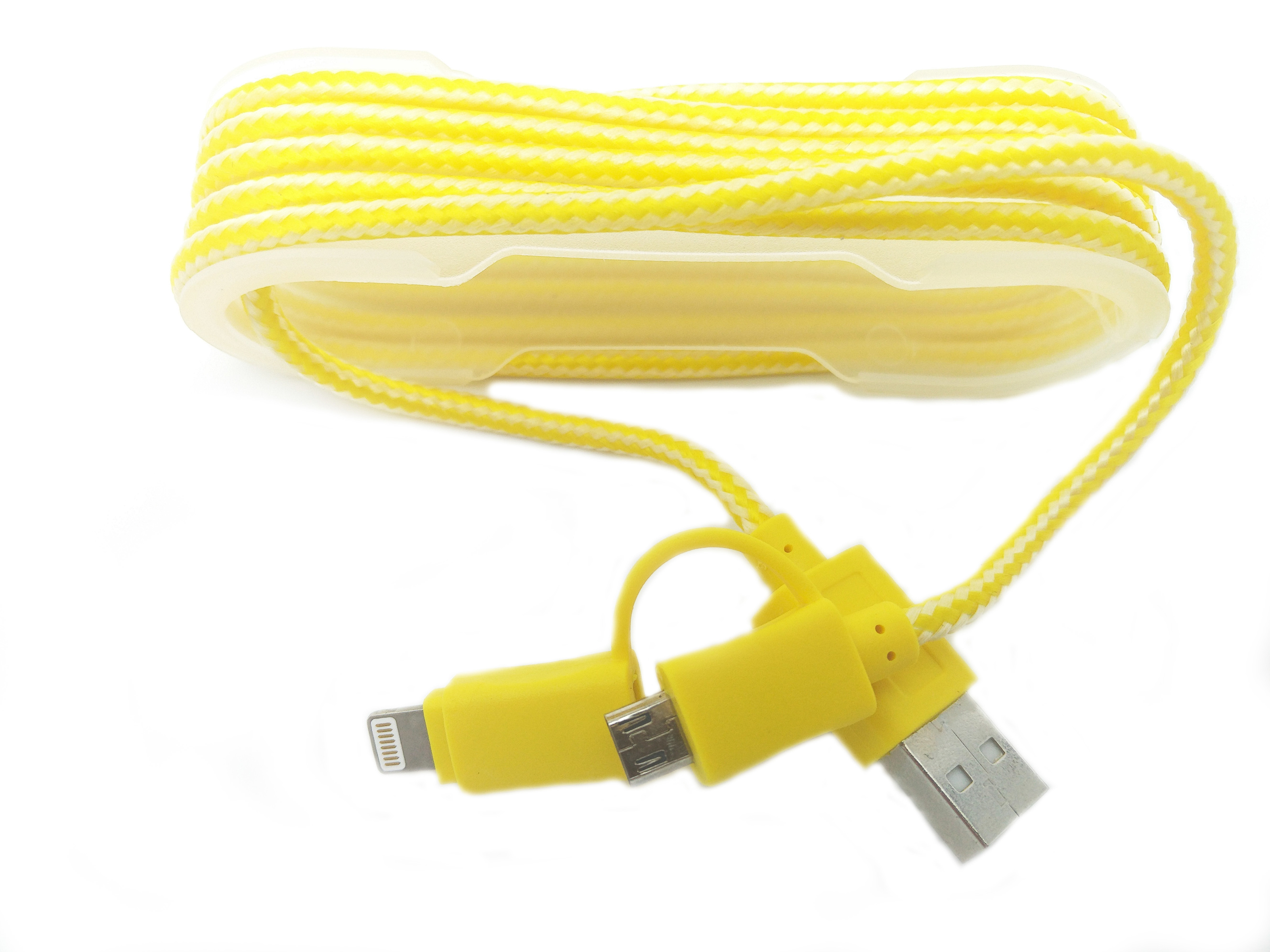 Cablu De Date MRG M-170, 2 In 1, Iphone 5/6 + Micro USB, Galben