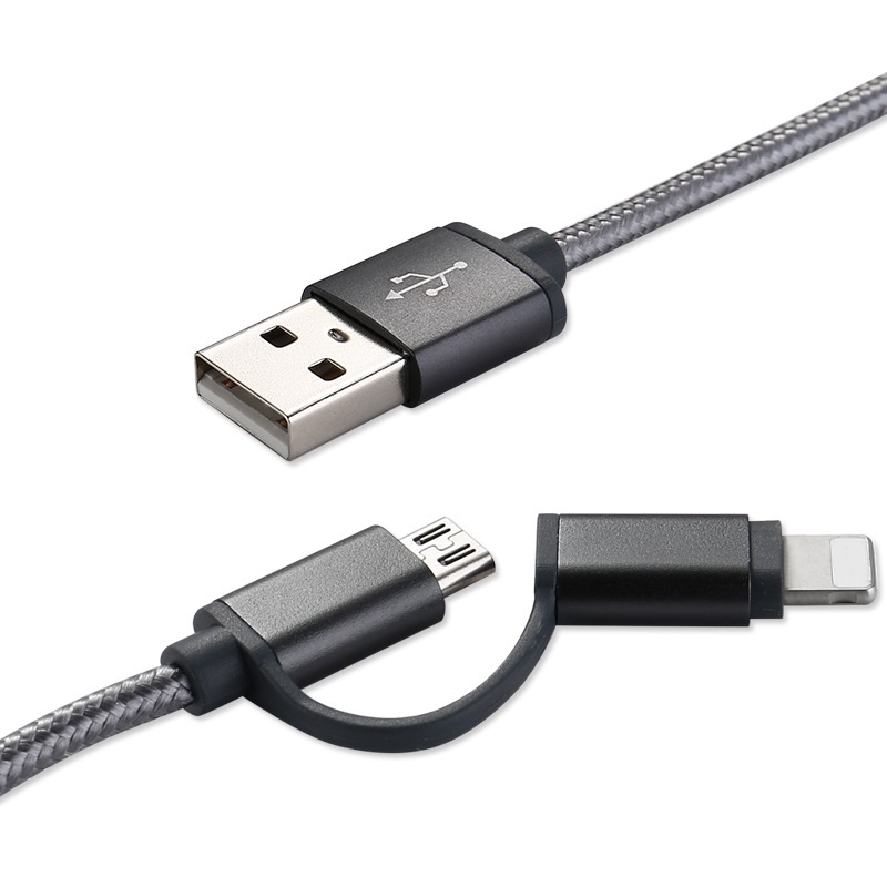 Cablu De Date MRG M-172, 2 In 1, Iphone 5/6 + Micro USB, Negru