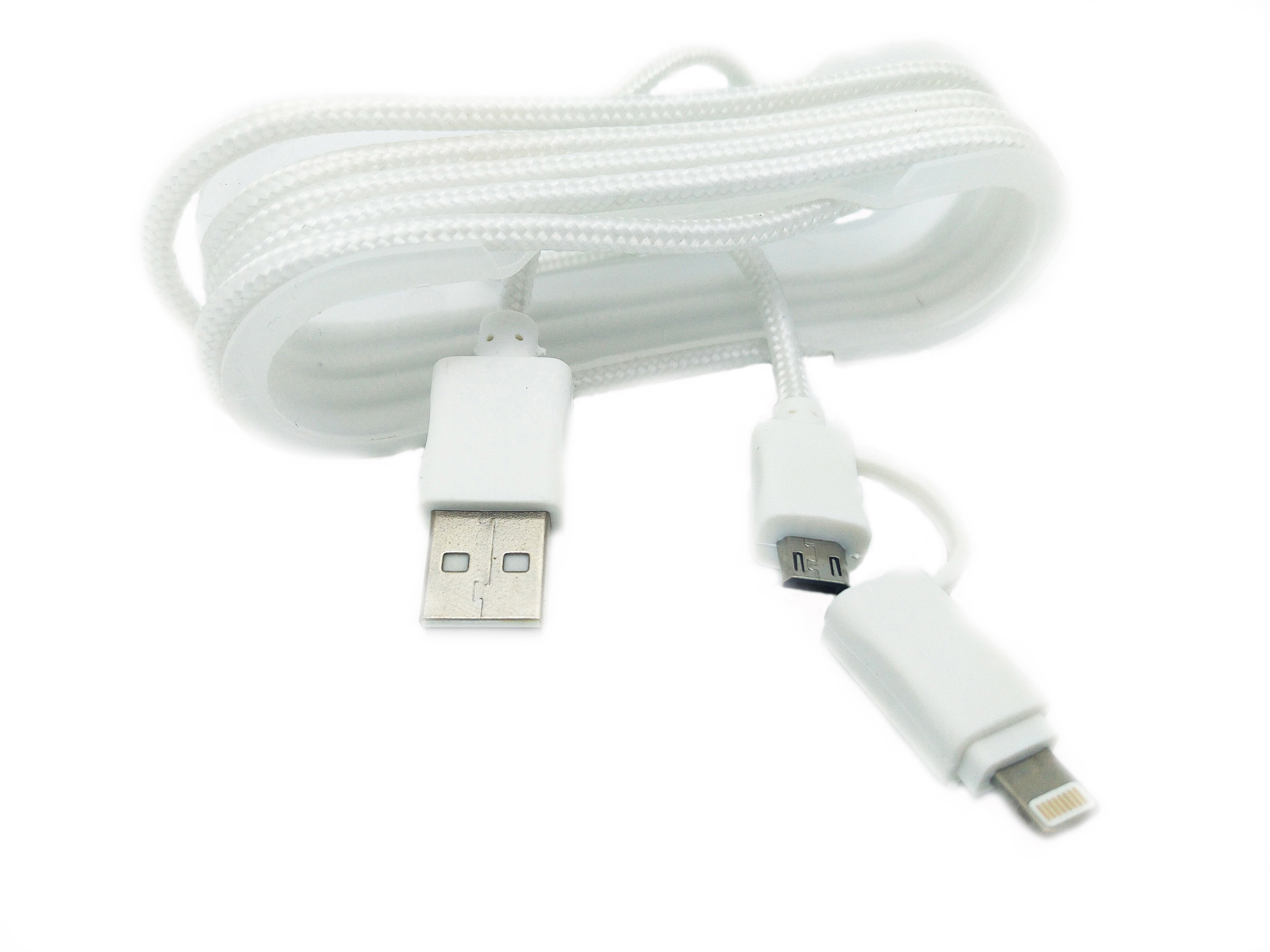 Cablu De Date MRG M-175, 2 In 1, Iphone 5/6 + Micro USB, Alb