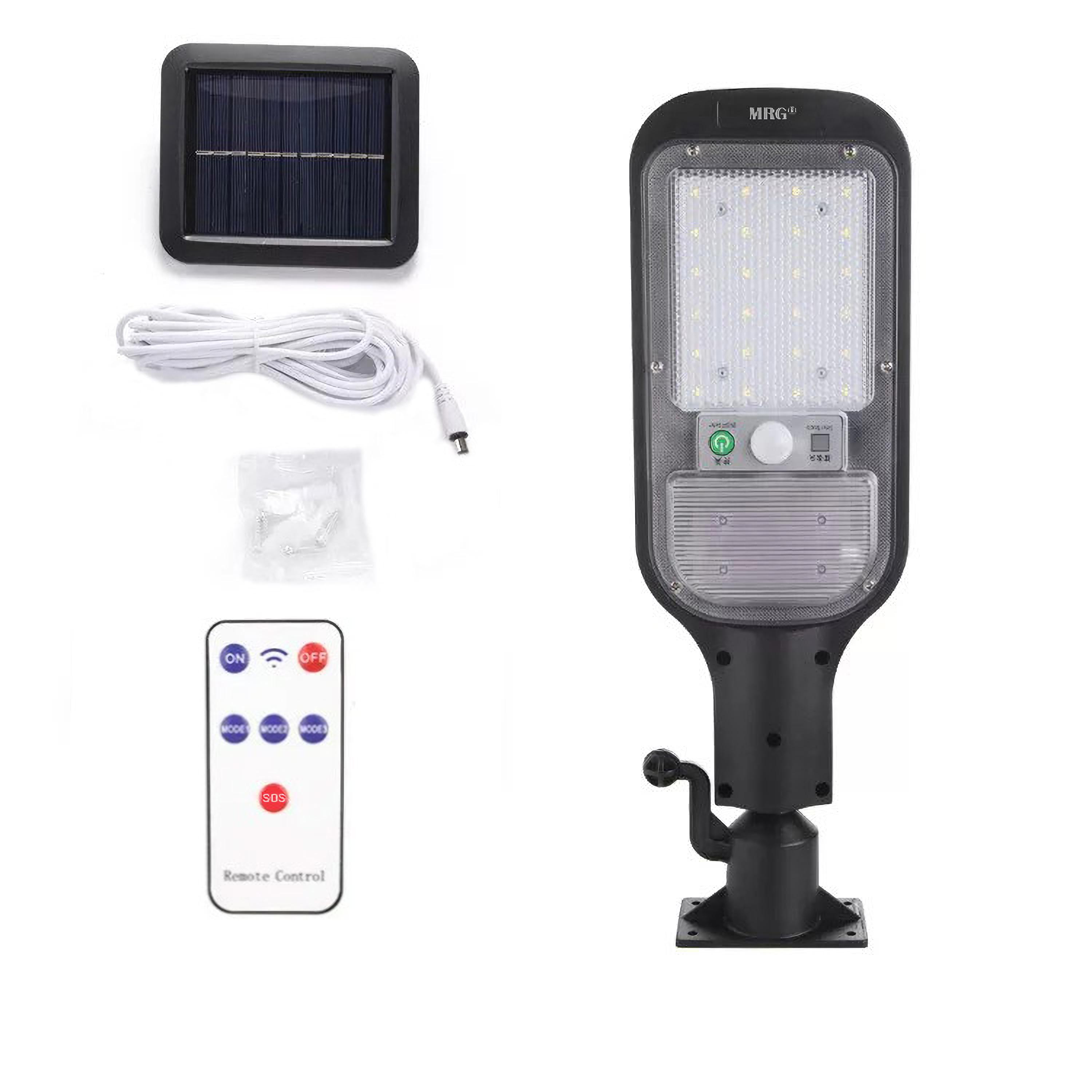 Lampa solara stradala MRG A-HS-8011D, Panou solar, 120 LED, Negru
