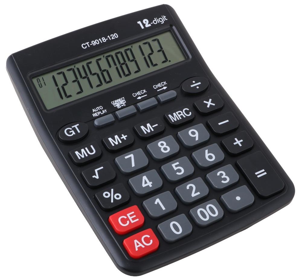 Calculator de Birou MRG MCT9018 , 12 digits, Auto Replay, LCD, Negru